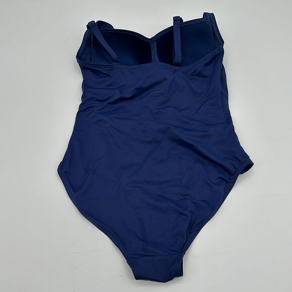 Niptuck Swim Swimsuit Womens 6 Multi Fit Cup One Piece Ruched Blue - Picture 2 of 12